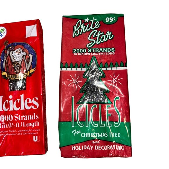 New Vintage Brite Star Old World Santa Christmas Tree Icicles 1000 2000 Strands - Picture 3 of 6
